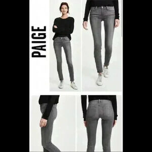 New Paige Verdugo Ankle Mid Rise Ultra Skinny Jeans Sterling Destruct Womens 27